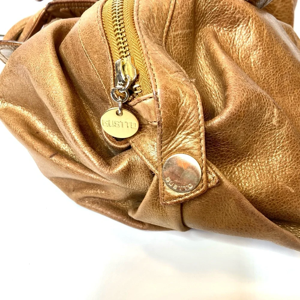GUSTTO Cala Brown Bronze Leather Shoulder Satchel Bag Braided Straps - Picture 8 of 12